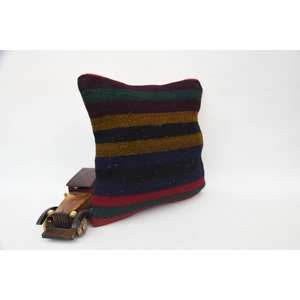 Multicolor Wool Kilim <b>18x18</b> Inch Luxury Decorative Accent Pillow Woven Vintage Pattern Leaves 12x12 Inverted Patchwork Design - Product Image 3