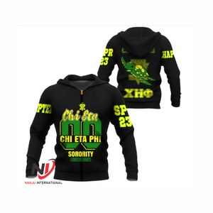 เสื้อมีฮู้ดแขนสั้นมีฮู้ดผ้าไมโครไฟเบอร์ Chi Eta phi สไตล์เต่าเฮฟวี่เวทระบายอากาศ - Product Image 1