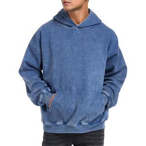 Custom Comfortable Men's Solid Fleece Acid Wash <b>Hoodie</b> Fall Winter 100% Cotton Digital Printing Breathable Regular Fit - Product Image 1