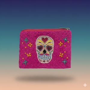 Porte-monnaie artisanal perlé pour Halloween, motif fantômes et étoiles effrayants, mini pochette zippée brodée sur mesure, cadeau festif pour les fêtes - Product Image 3