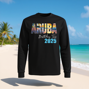 Camiseta de manga larga para tripulación de crucero, promocional, para la fiesta de cumpleaños en Aruba 2025 - Product Image 3