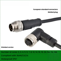 Conector IP67 Impermeable M16 Blindado Moldeado de 2, 3, 5, 8, 19, 24 Pines, Macho y Hembra, Recto y en Ángulo Recto, PA66