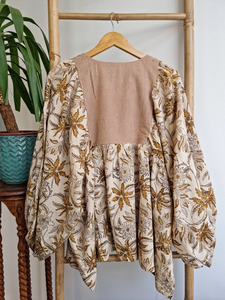 Pur coton terreux floral bohème chemisier haut indien Bagru bloc imprimé été élégant confortable vêtements de jour - Product Image 3