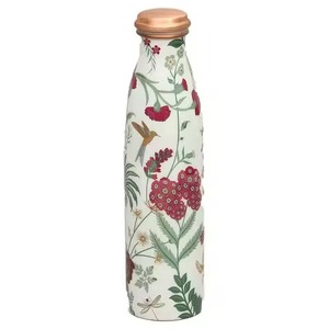 Beautiful Floral Print Copper <b>Water</b> Bottle For Elegant Hydration Healthy Lifestyle Eco Friendly And Perfect For Daily Use - Product Image 1