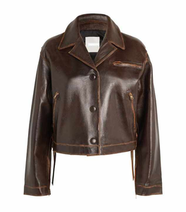 "Chaqueta de cuero de invierno 2025 para mujer Invierno rojo, marrón oscuro, prendas de vestir exteriores de cuero de estilo pakistaní de talla grande" - Product Image 1