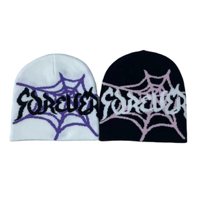 Bonnets personnalisés quantité minimale de commande bas pour femmes Bonnet d'hiver tricoté avec doublure en satin Bonnets personnalisés Jacquard avec logo - Product Image 5