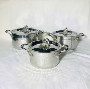 Ensemble de casseroles en acier inoxydable Foo-Safe, casseroles profondes martelées avec couvercle en forme de citrouille, ustensiles de cuisine pour hôtels, poêles à frire, chauffe-plats - Product Image 1