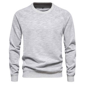 เสื้อสเวตเตอร์ผู้ชายเสื้อสวมหัวคอกลมสีทึบเสื้อเหงื่อด้านล่างลําลองแขนยาวพอดีเสื้อเหงื่อ - Product Image 1