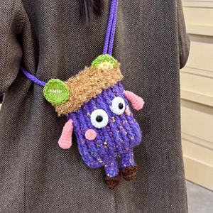 Crochet <b>Cute</b> Funny Small Flower Cartoon Cotton Fashion Portable Coin <b>Purse</b> Korean Shoulder Crossbody Mobile Phone Bag New - Product Image 4