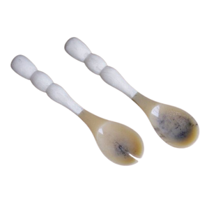Cuerno Material de resina Cubiertos Cuchara Tenedor Cubiertos Servidor de ensalada hecho a mano Utensilios de cocina Mesa Hotel Restaurante Uso - Product Image 3