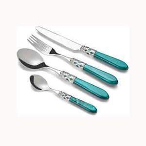 Personalizar plata níquel acero inoxidable único cielo azul resina Handel Acero inoxidable lujo Hotel boda cubiertos conjuntos - Product Image 1