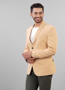 Blazer y Abrigo Formal Color Camel para Hombre en Oferta, Ideal para Reuniones de Negocios, Bodas, Fiestas y Eventos Profesionales, Disponible para la Venta - Product Image 4