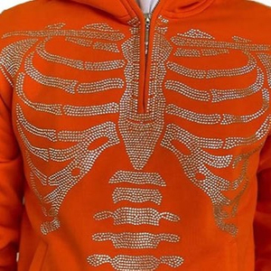 Sweats à capuche strass à la mode pour hommes prix usine couleurs personnalisables conception de sweat à capuche à fermeture éclair confortable et respirant - Product Image 2