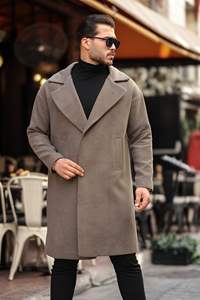 Abrigo largo reversible de mezcla de lana para hombre, chaqueta de invierno con capucha, cierre impermeable de doble botonadura, decoraciones con botones estampados de otoño - Product Image 2