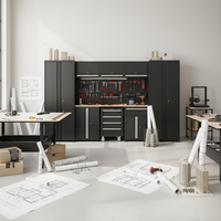 Banc de travail d'atelier en acier SPCC industriel de 3300 mm avec tiroirs verrouillables et panneau perforé, personnalisable OEM ODM