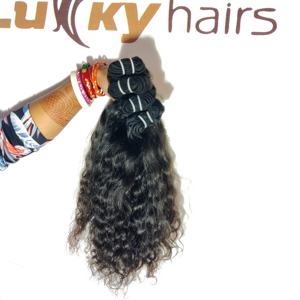 100% traitement chimique aucun couleur naturelle noir faisceaux bouclés Machine Double trame brut indien Temple Extensions de cheveux humains - Product Image 2