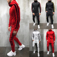 Setelan Jaket & Celana Training Pria Model Baru Pinggang Elastis Regular Fit Gaya Bomber Kerah Hoodie Dewasa Polos 100% Katun