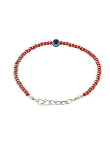 Minimal <b>Red</b> <b>Beaded</b> Evil Eye Anklet for Women Adjustable Chain Daily Wear Jewelry, Stylish <b>Red</b> <b>Beaded</b> Anklet with Evil Eye Charm - Product Image 3