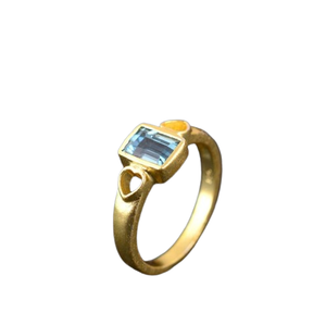 ทำด้วยมือ925แหวนพลอยเงินสเตอร์ลิงที่สมบูรณ์แบบสาวๆสีฟ้าบุษราคัมกับเจ้าหญิงตัดเพชรทึบเครื่องประดับ - Product Image 1