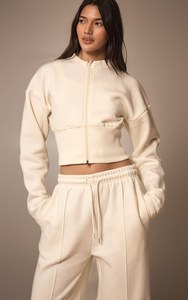 Haute demande beurre crème 2 pièces femmes couture détail et cintré taille survêtement ensemble pleine longueur femmes ensemble 2 pièces survêtement ensemble - Product Image 4