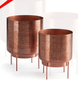 2025 Trending Indoor Set De 2 Macetas Con Soporte Acabado De Cobre Para La Decoración Del Hogar - Product Image 1
