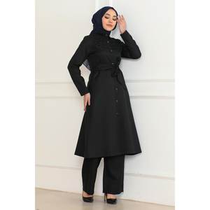 Conjunto Casual Indigo Detail 6143, Top Midi Largo con Detalles Elegantes, 100% Poliéster, Mangas Largas, Cuello Redondo - Product Image 3