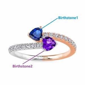 Anillo de Promesa de Corazón Bicolor Personalizado Jeulia con Zirconia de Piedra Natal - Product Image 4