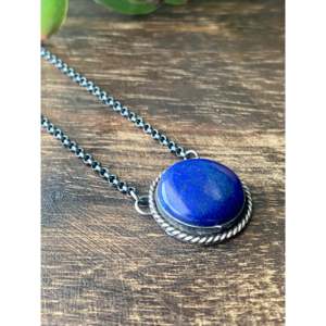 Collier vintage Navajo en lapis-lazuli et or 14K/18K, 100% fait main avec une chaîne tendance - Product Image 3