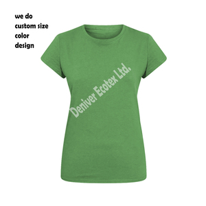 Camiseta básica de mezcla de algodón con cuello redondo y corte ajustado, camiseta de gran tamaño personalizada para niñas, camiseta de peso pesado OEM de talla grande, camiseta lisa en blanco - Product Image 6