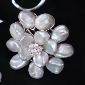 Joyería de moda de lujo Corte radiante ZIRCON Perla barroca Anillo unisex - Product Image 1