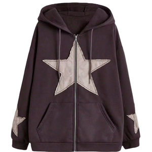 Sweat à capuche en peluche à motif d'étoiles de haute qualité avec fermeture à cordon OEM Sweats à capuche personnalisés pour les femmes - Product Image 1