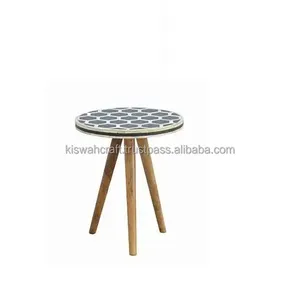 Mesa auxiliar moderna de lujo 2025, accesorio de mesa de centro con incrustaciones de hueso de madera MDF para muebles de dormitorio y sala de estar - Product Image 5