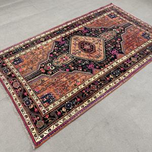 Alfombra Turca Vintage de 4.6x7.7 pies (139x234 cm), Alfombra Azul Marrón con Diseño de Camuflaje - Product Image 2