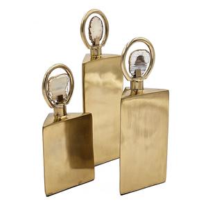 Juego de 3 Tapones Decorativos Cuadrados Clásicos de Aluminio Dorado Hechos a Mano, Esculturas Geométricas en Forma de Cuña, Anillos para Botellas, Aptos para Lavavajillas - Product Image 3