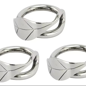 Rond de serviette en feuille de saule en acier inoxydable pour les dîners de famille, les mariages, les fêtes intérieures et extérieures ou les fêtes quotidiennes - Product Image 1