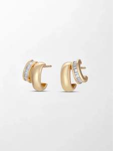 Boucles d'oreilles en diamant de laboratoire taille baguette linéaire, 0,85 ct, couleur EF, clarté VS SI, 24 pierres, or jaune 18 carats, design élégant en rangée - Product Image 2