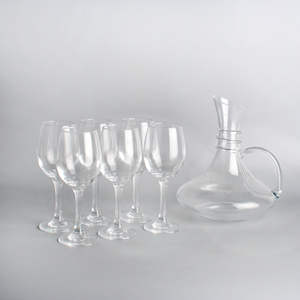 Ensemble de carafe à vin en cristal rouge sans plomb au design moderne avec 6 verres à shot pour la tequila - Product Image 1