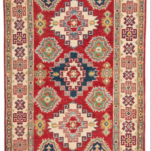 Juego de alfombras Kazak Red Area anudadas a mano de calidad superior hechas de lana - Product Image 1