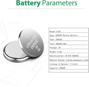 Batería de Litio ORIGINAL LlCB CR2032 3V (Paquete de 10) con Cátodo LiFePO4 para Juguetes y Electrónica de Consumo - Product Image 2
