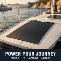 Expédition rapide, panneau solaire flexible OEM personnalisé 150W HPBC Mono 26% ETFE tout noir pour bateau, yacht, camping-car, marine