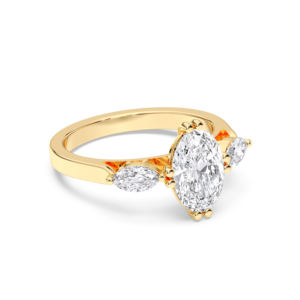 Anillo de compromiso de 3 puntas de diamante de corte ovalado y marquesa de moissanita de 2,40 quilates, hecho en oro sólido para mujer - Product Image 5