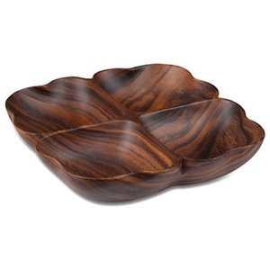 Ensaladera de madera de acacia redonda moderna, bandeja de servicio decorativa hecha a mano para almacenamiento de cocina, almacenamiento de frutas, uso en fiestas - Product Image 1