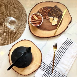 Bol décoratif en bois d'acacia écologique, effet bois, écorce de mangue, écorce d'arbre, fabriqué en Inde - Product Image 2