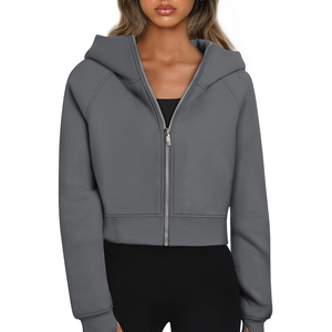 เสื้อมีฮู้ดแบบสั้นมีฮู้ดสำหรับผู้หญิงเสื้อครอปมีฮู้ดแบบลำลองมีกระเป๋าด้านหน้าสำหรับออกนอกบ้าน - Product Image 6