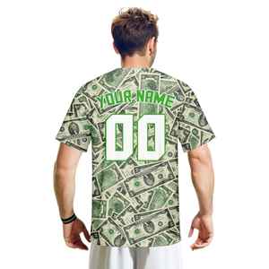 Camisa deportiva personalizada con patrón de dólar con número de nombre del equipo, ropa de calle verde de Hip Hop para niños adultos, camiseta de fútbol americano - Product Image 3
