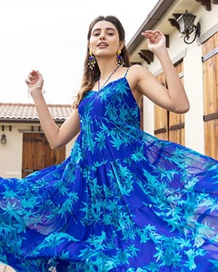 เดรสผ้าฝ้ายอินเดียแบบมีสไตล์ทำด้วยมือสำหรับผู้หญิงชุดปาร์ตี้ยาวแขนกุดสวยงามของขวัญเจ้าสาวที่สมบูรณ์แบบทันสมัย - Product Image 3