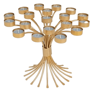 Bougeoir en métal de style plateau long doré Design unique fait à la main finition dorée éclairage décoratif pour la maison hôtel et sauna - Product Image 6