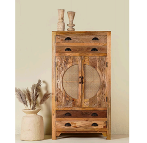 Meuble de rangement vintage moderne à 2 portes en bois massif de qualité supérieure mobilier sculpté extensible pour le salon école directement - Product Image 1