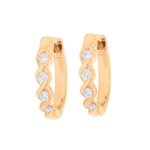 Round Diamond Cross Shape <b>Huggie</b> Hoop Earring - Product Image 3