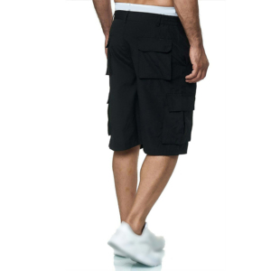 Pantalones cortos Cargo para hombre de algodón personalizados OEM al por mayor con parte delantera plana con múltiples bolsillos ajuste clásico patrón sólido informal - Product Image 4